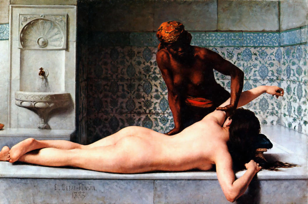 Le Massage Scene De Hammam — Édouard Debat-ponsan
