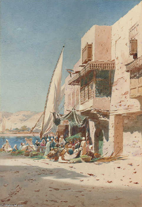 Arabs Unloading A Felucca On The Banks Of The Nile — Augustus Osborne Lamplough