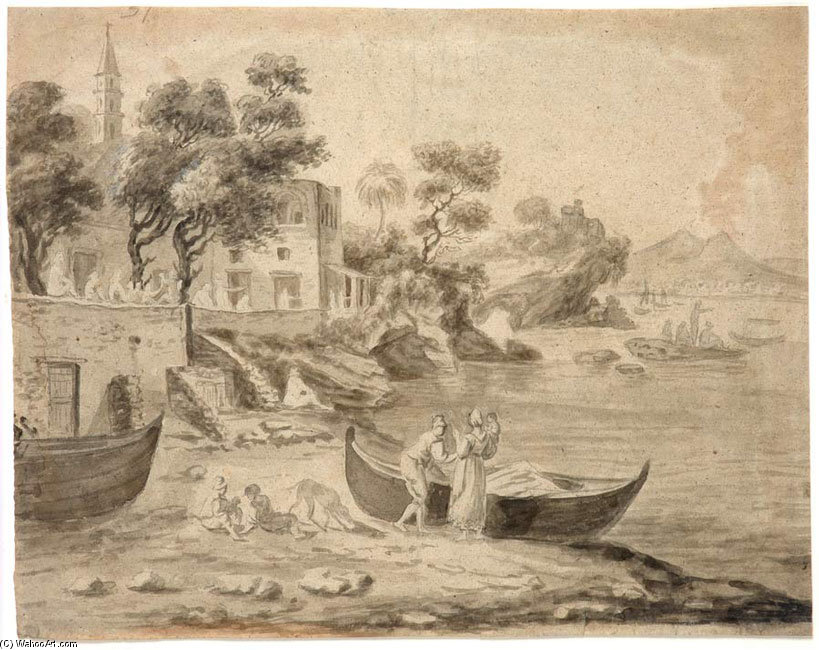 Mediterranean Landscape Near Naples — Ernst Ferdinand Oehme