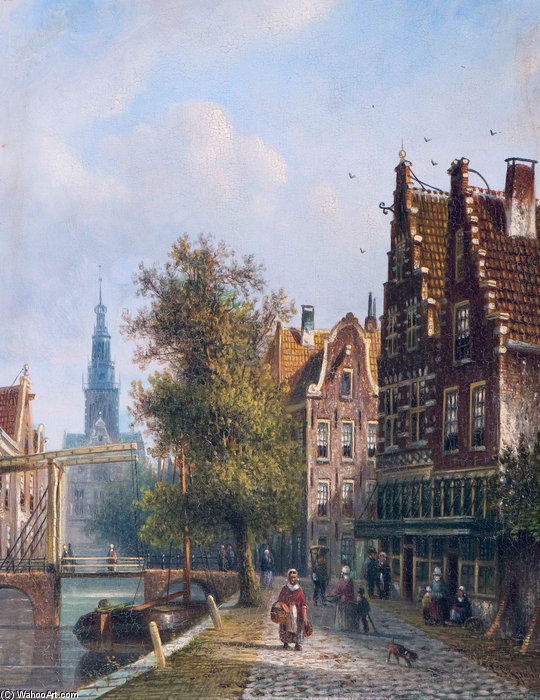 Luttik Oudorp In Alkmaar, In The Background The Weigh House Tower — Johannes Franciscus Spohler
