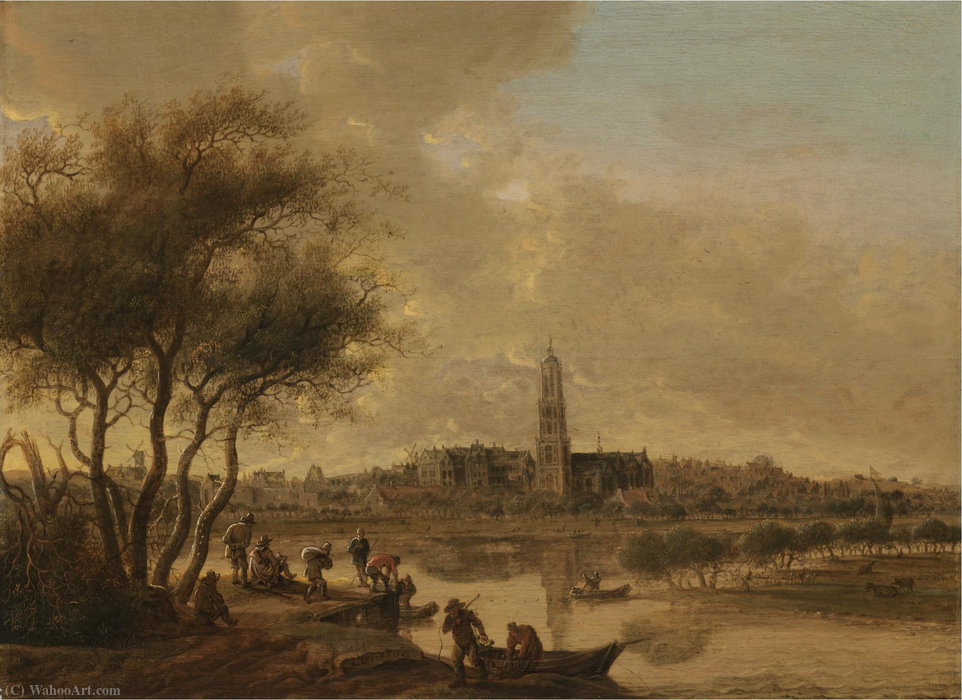 A Panoramic View Of Rhenen Seen From The South Bank Of The Nederijn, With The Church Of St Cunera — Anthonie Jansz Van Der Croos