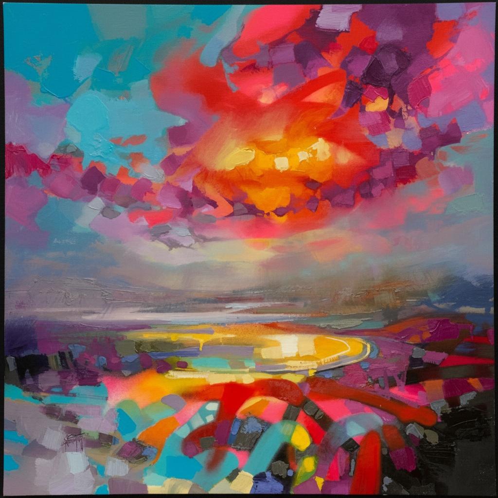 Horizonte De Mosaico Radiante: Una Visión Singular De Luz Celestial Y Cielos Fragmentados — Caroline Pelletier
