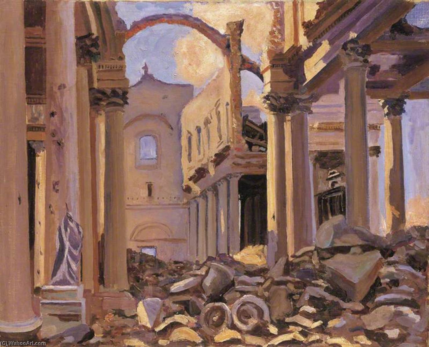 Ruins Of The Cathedral Of St Vaast, Arras, 1918 (after John Singer Sargent) — Winston Spencer Churchill