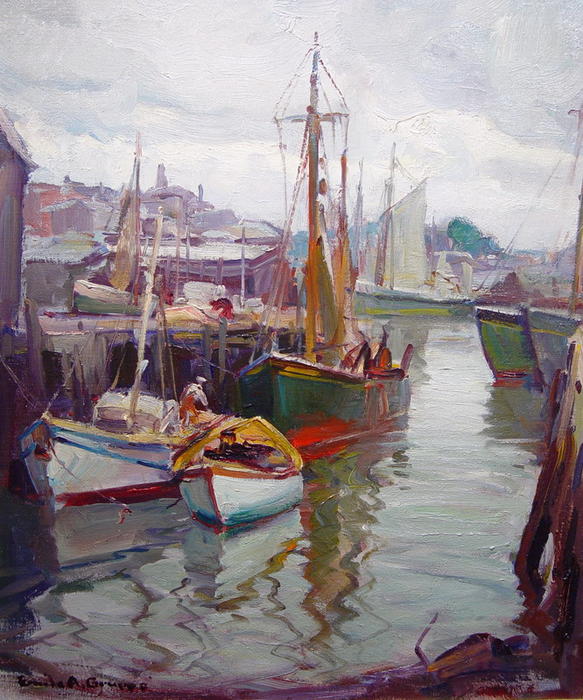 Drying The Sails, Gloucester — Emile Albert Gruppé