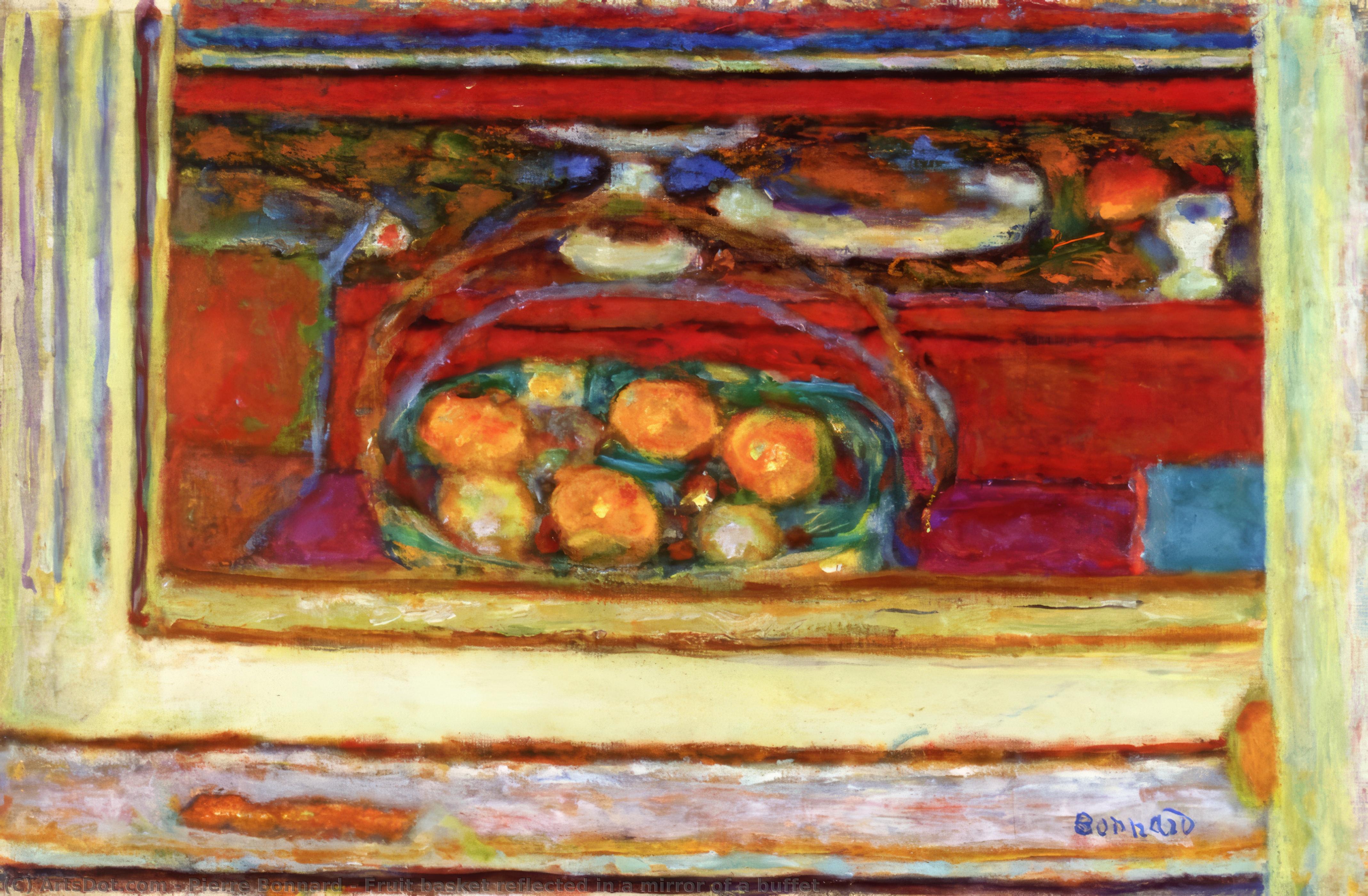 Fruit Basket Reflected In A Mirror Of A Buffet — Pierre Bonnard