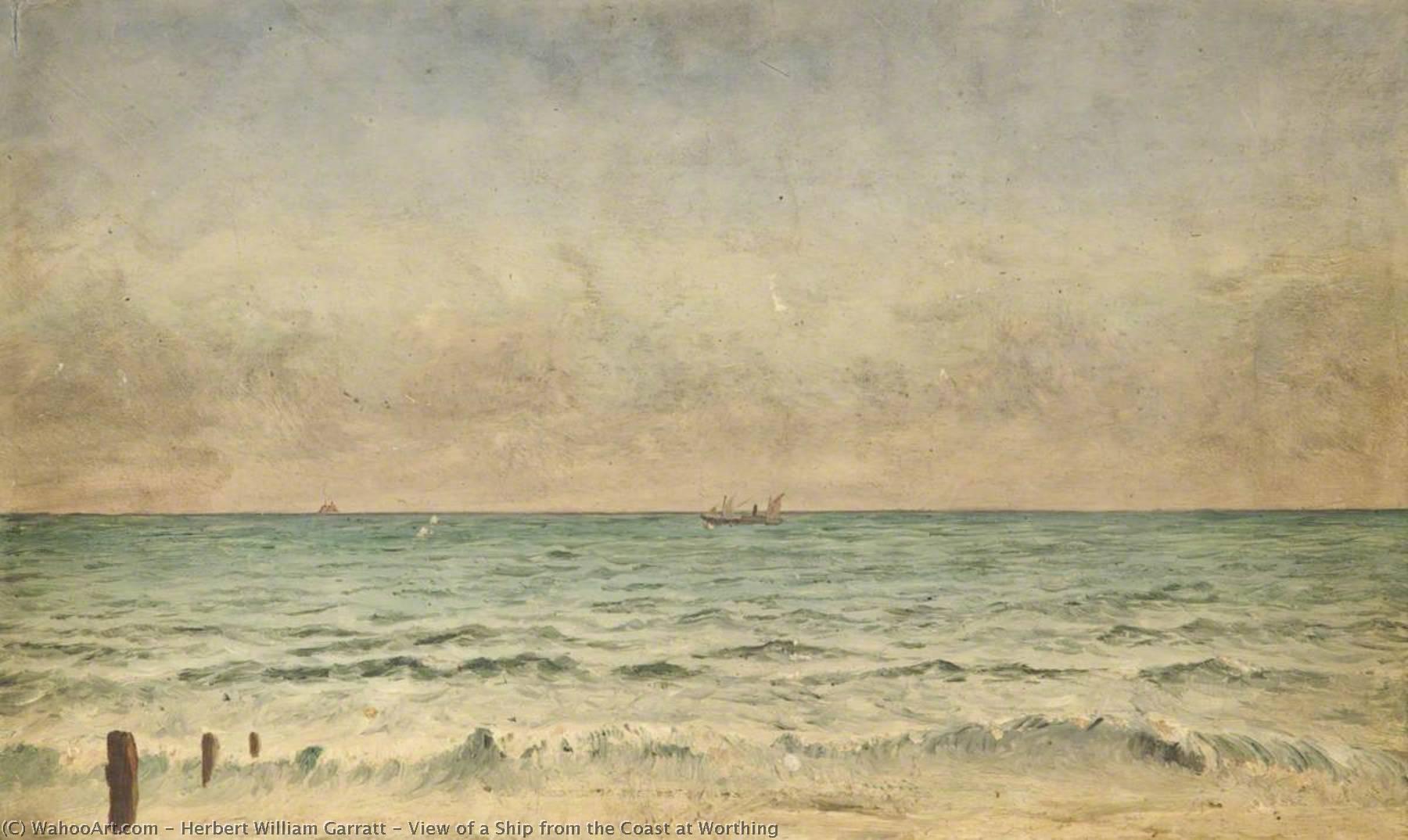 View Of A Ship From The Coast At Worthing — Herbert William Garratt