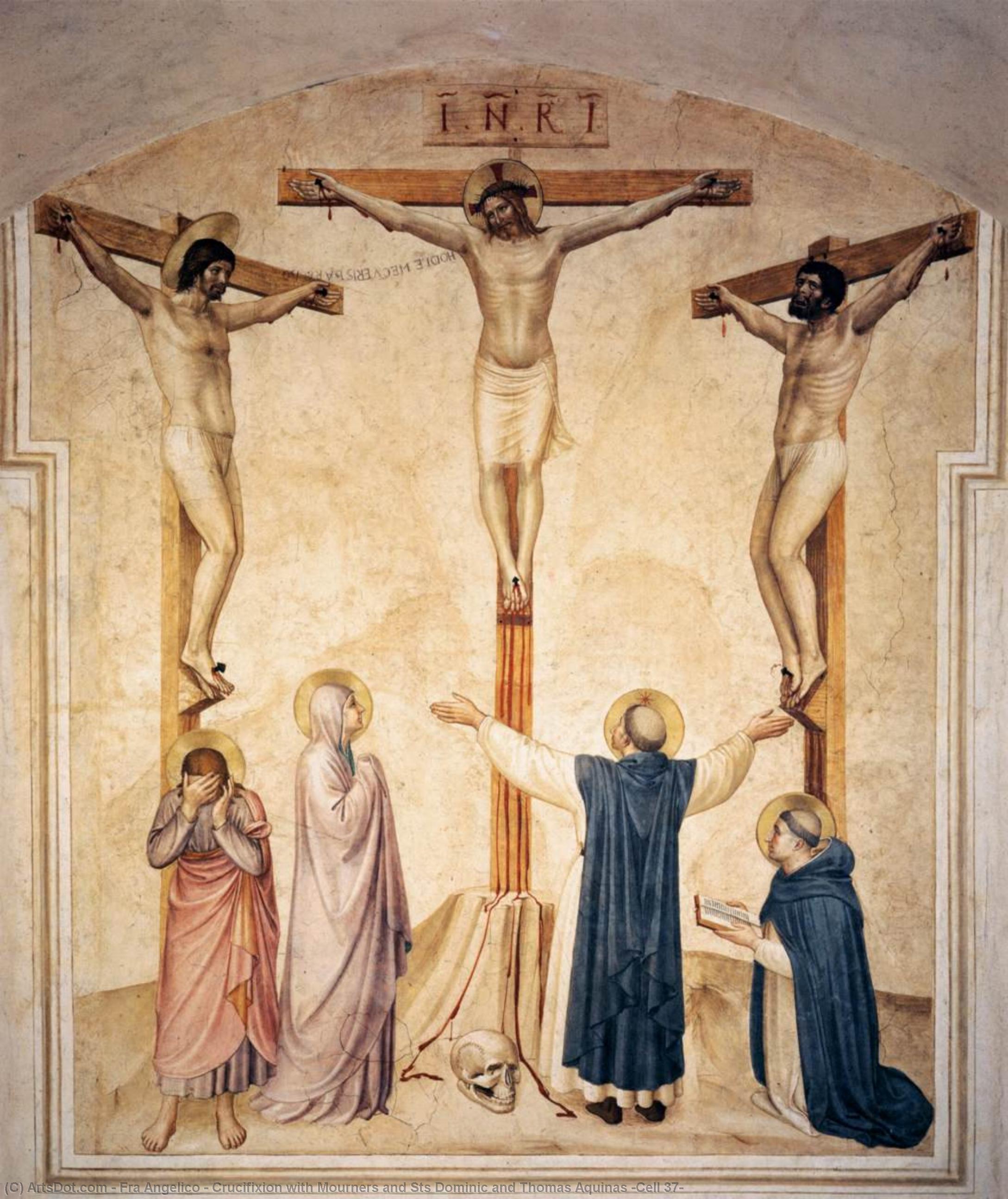 Crucifixion With Mourners And Sts Dominic And Thomas Aquinas (cell 37) — Fra Angelico