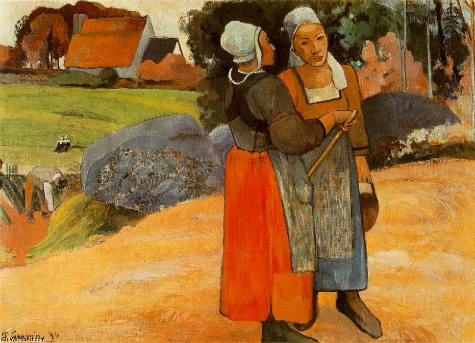 Paysanes Bretones (bretonische Bauernfrauen) Öl Auf — Eugène Henri Paul Gauguin