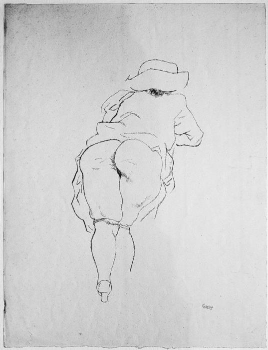 Half Nude Female, Rear — George Grosz