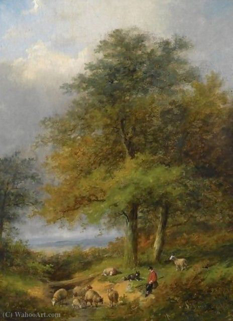 A Shepherd In A Forest Landscape — Franz Van Severdonck