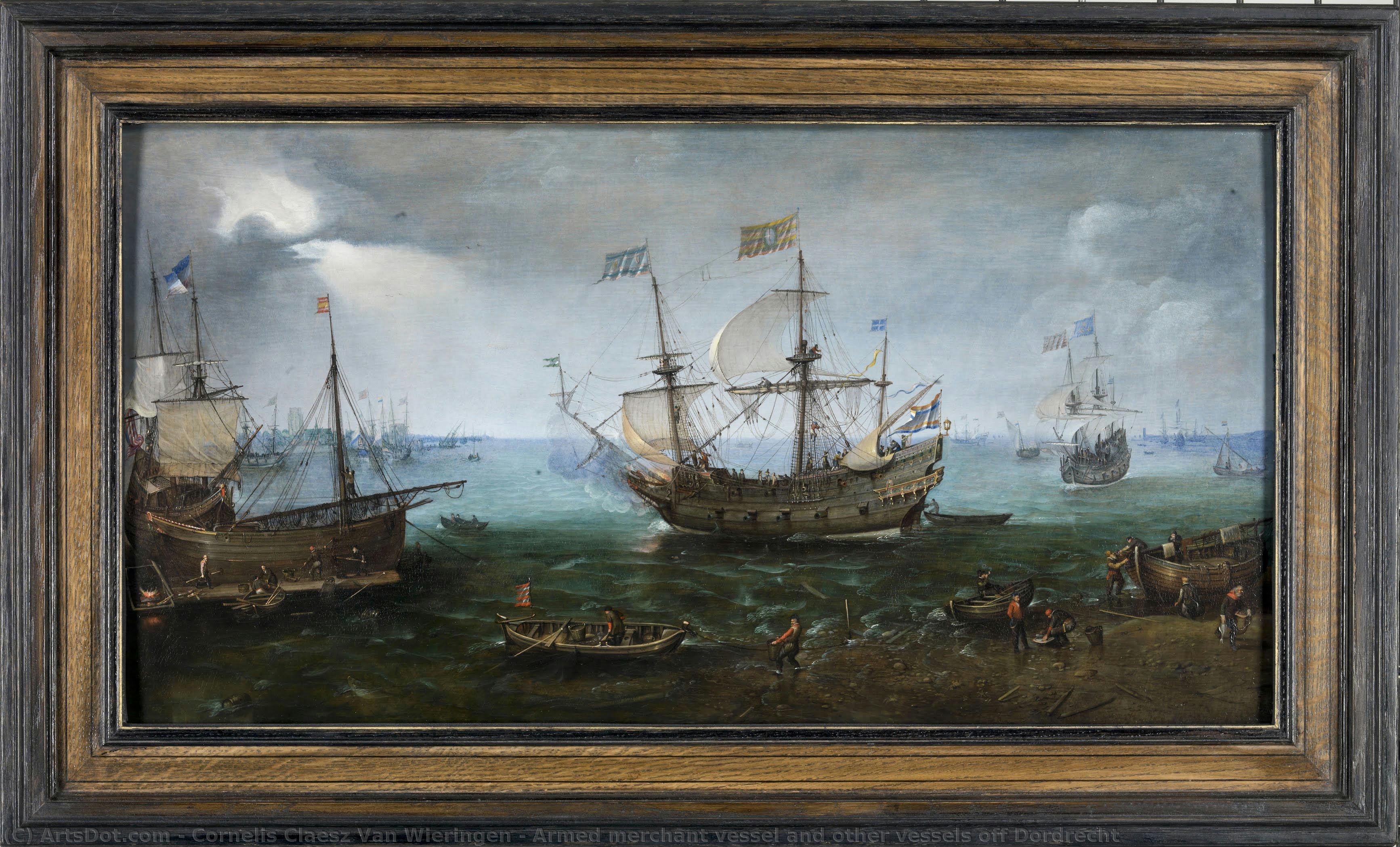 Armed Merchant Vessel And Other Vessels Off Dordrecht — Cornelis Claesz Van Wieringen