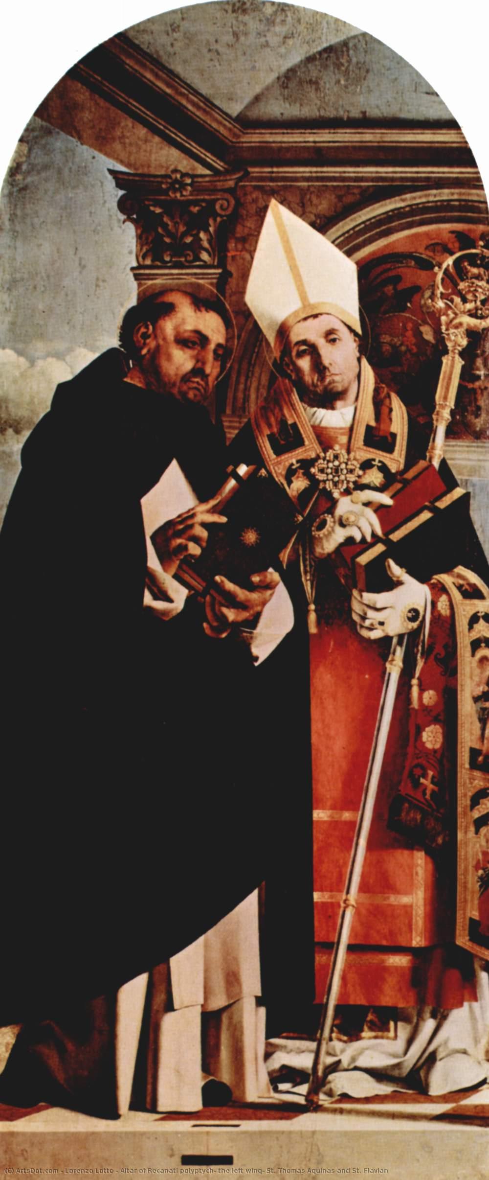 Altar Of Recanati Polyptych, The Left Wing: St. Thomas Aquinas And St. Flavian — Lorenzo Lotto