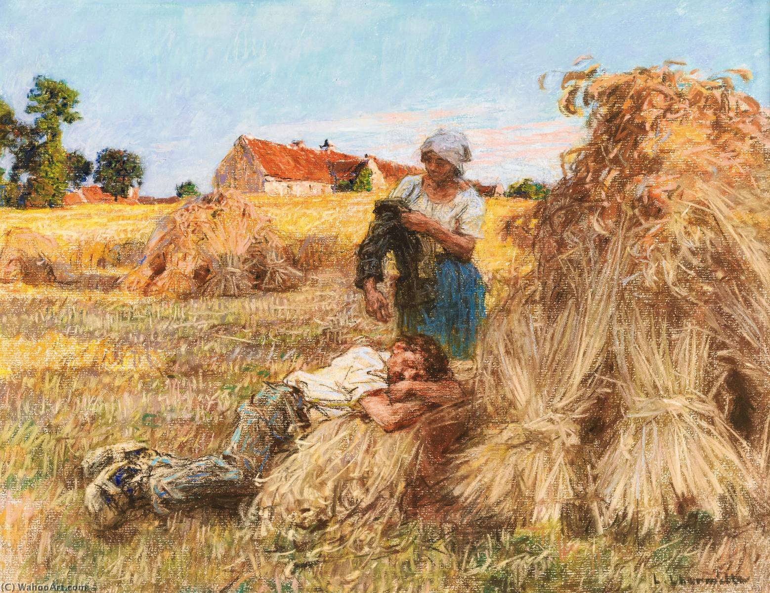 Repos, Effet De Grand Soleil, Moissonneur Endormi, Mezy — Léon Augustin L'hermitte