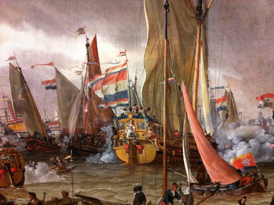 Practice Fight Of The Dutch Fleet In The Honour Of Tzar Peter The Great, 1 Sept (fragment) (1697) — Abraham Storck (sturckenburch)