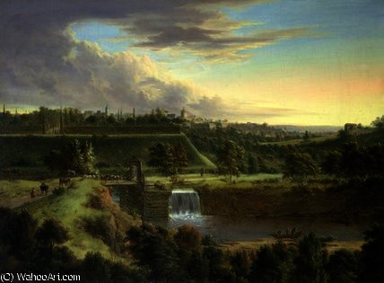 River Landscape By A Walled Town, Probably Sachausen — Johann Christian Vollerdt Or Vollaert