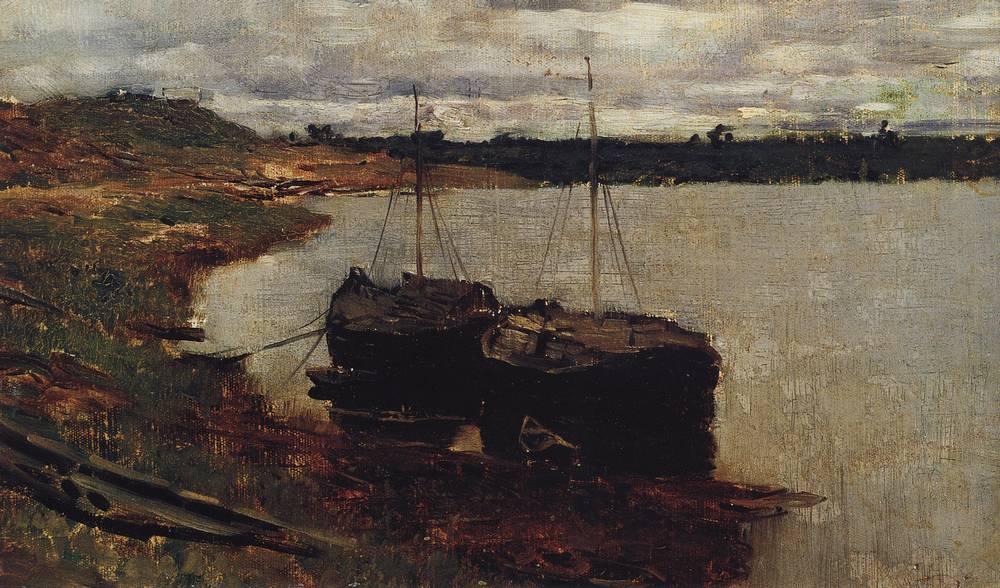 Barges. The Volga. — Isaak Ilyich Levitan