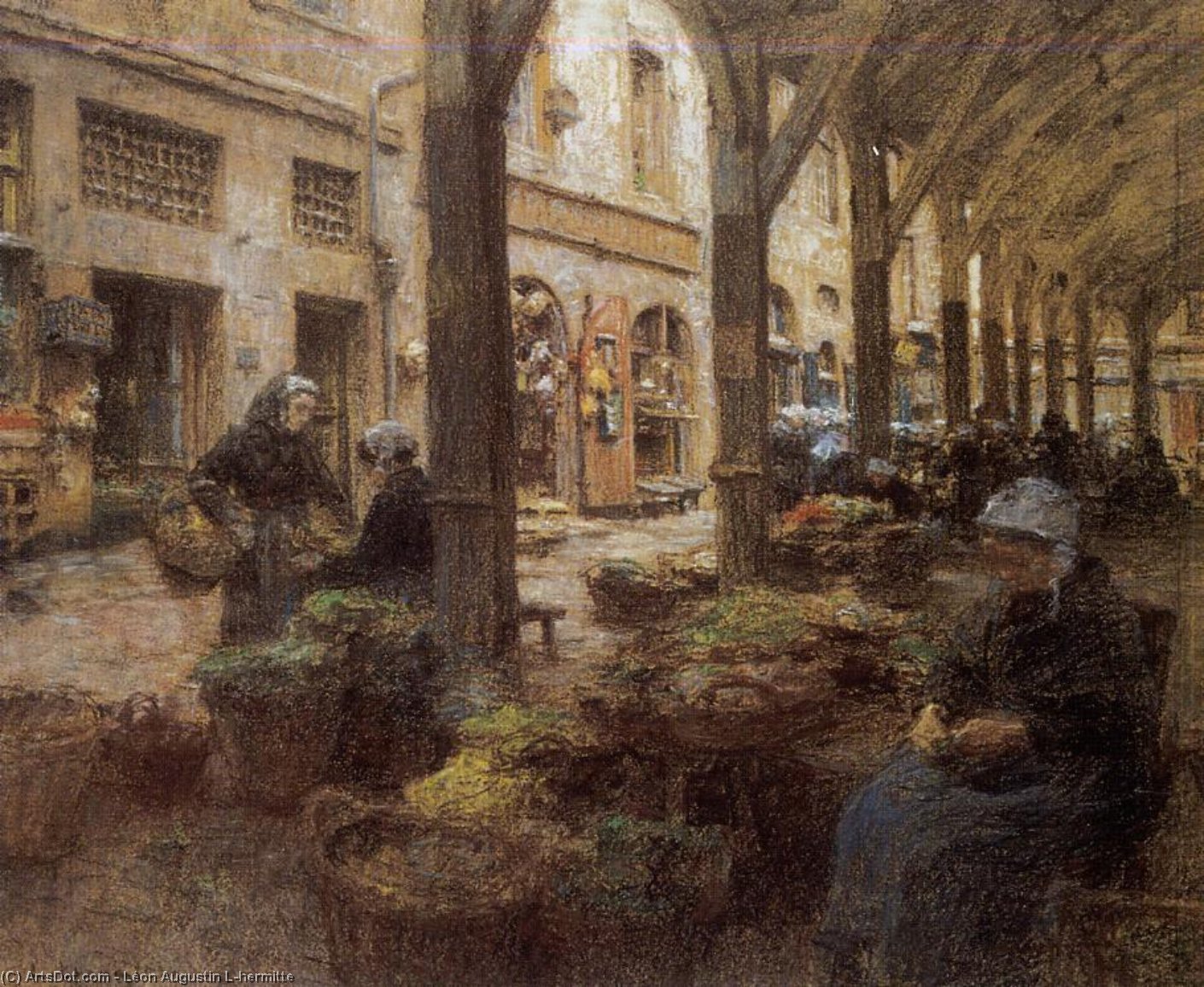 The Covered Vegetable Market, St Malo (no.2) — Léon Augustin L'hermitte
