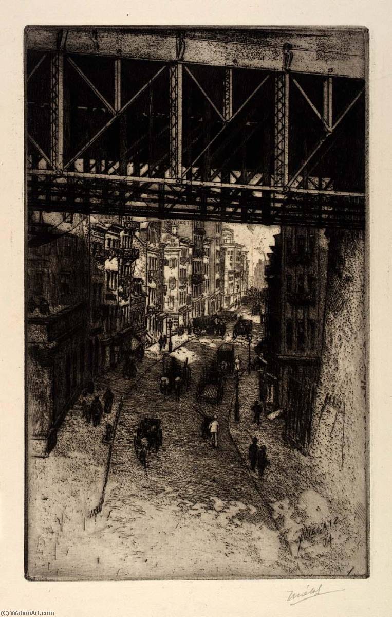 Street Scene Under Steel Bridge — Charles Frederick William Mielatz