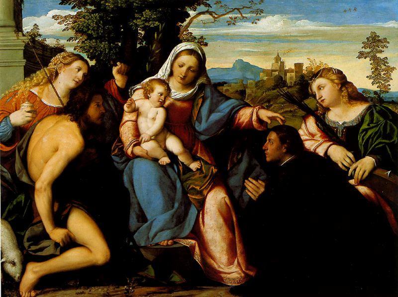 La Virgen Y El Niño Con Santos Y Donante — Palma Il Vecchio