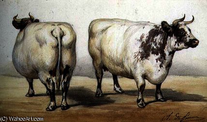Study Of Two Long-horned Cows — Charles Olivier De Penne