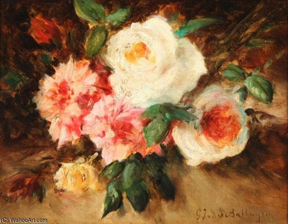 Still Life Of Pink And White Roses — Geraldine Van De Sande Bakhuyzen