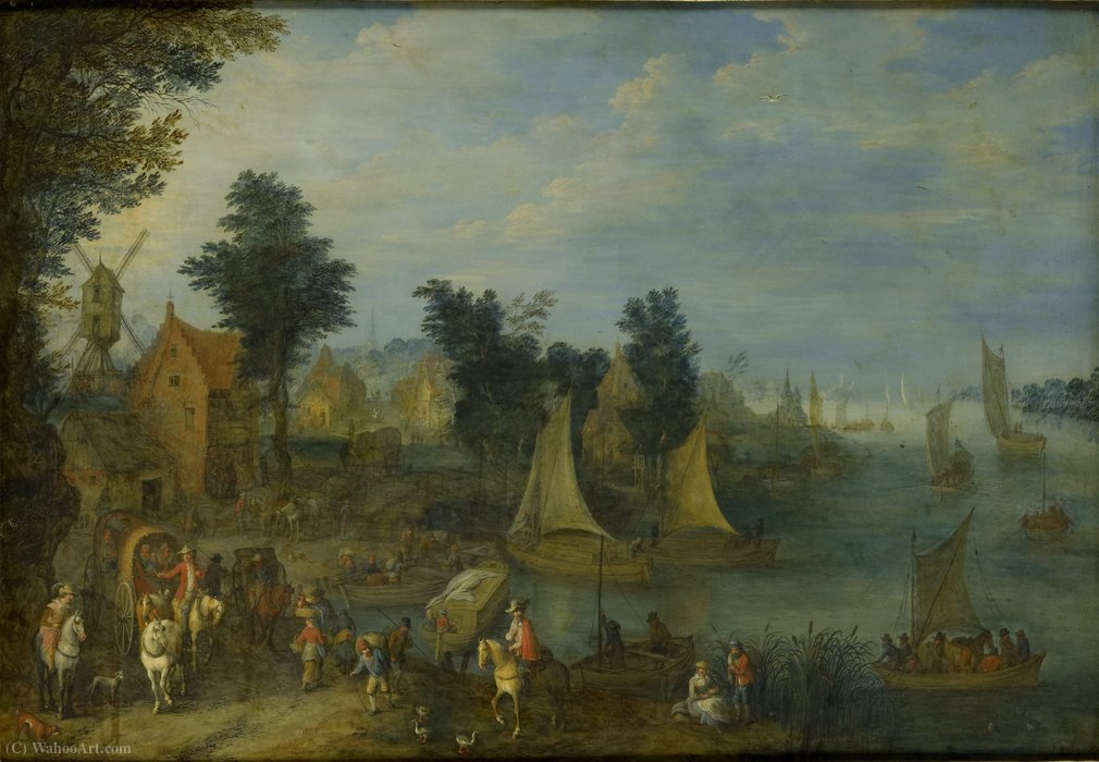 Village On The Border Of A River — Joseph Van Bredael