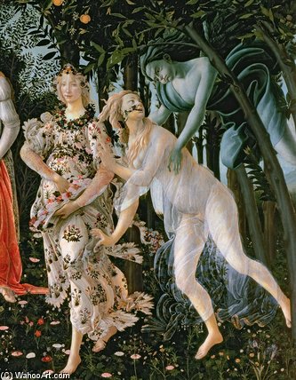 Detail Of Zephyr, And Flora As The Hour Of Spring — Sandro Botticelli