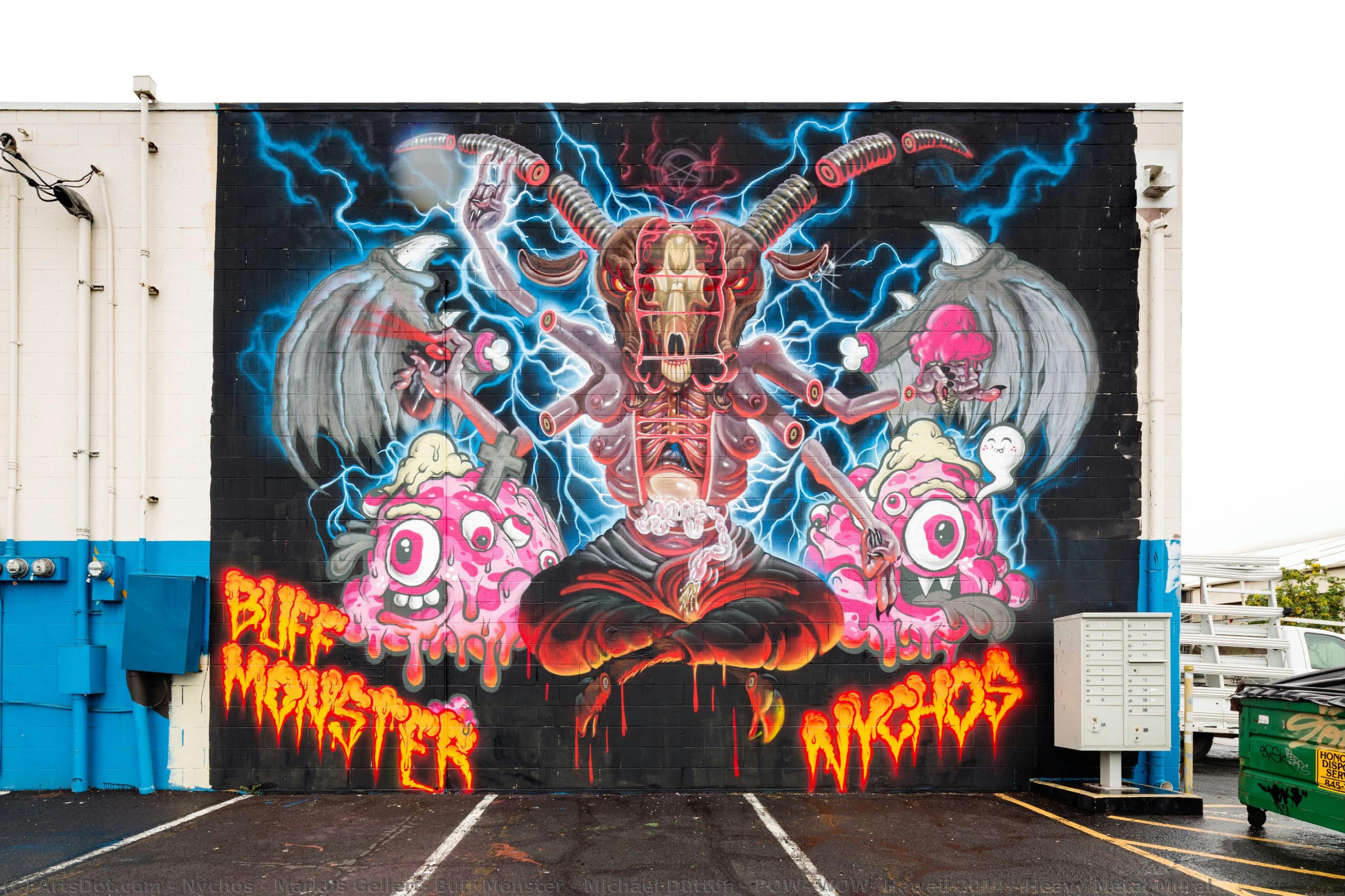 Pow! Wow! Hawaii 2014 - Heavy Metal Mural — Nychos - Markus Gellert, Buff Monster - Michael Dutton