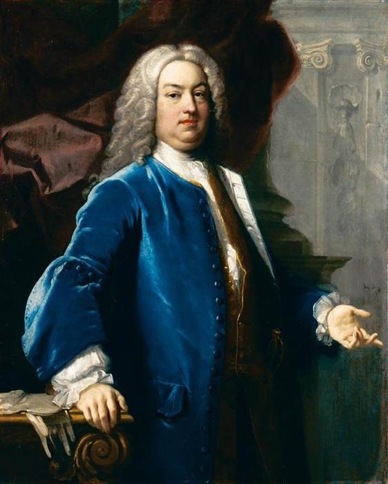 Portrait Of A Gentlemen In Blue Jacket — Jacopo Amigoni