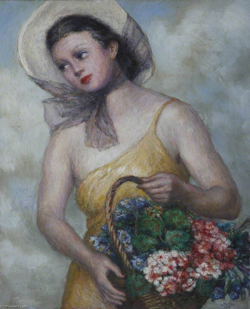 Girl With A Basket Of Flowers — Georges Van Houten