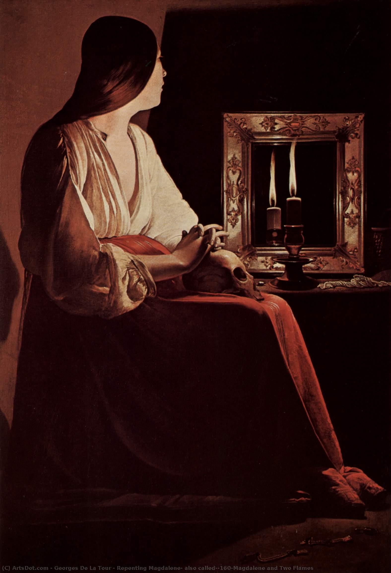 Repenting Magdalene, Also Called Magdalene And Two Flames — Georges De La Tour