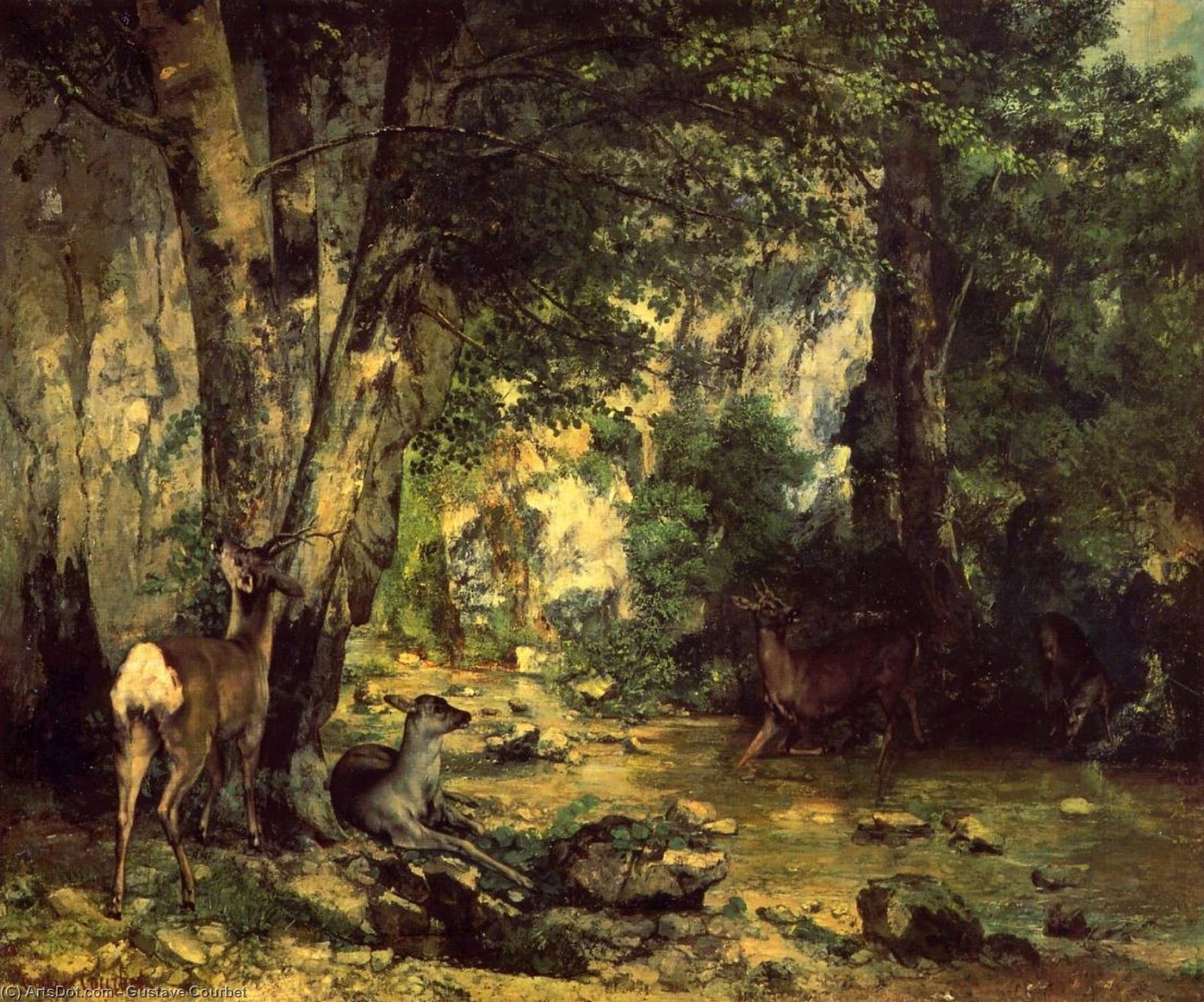 Der Schutzwall Des Rothirsches Am Plaisir-fontaine-bach — Gustave Courbet