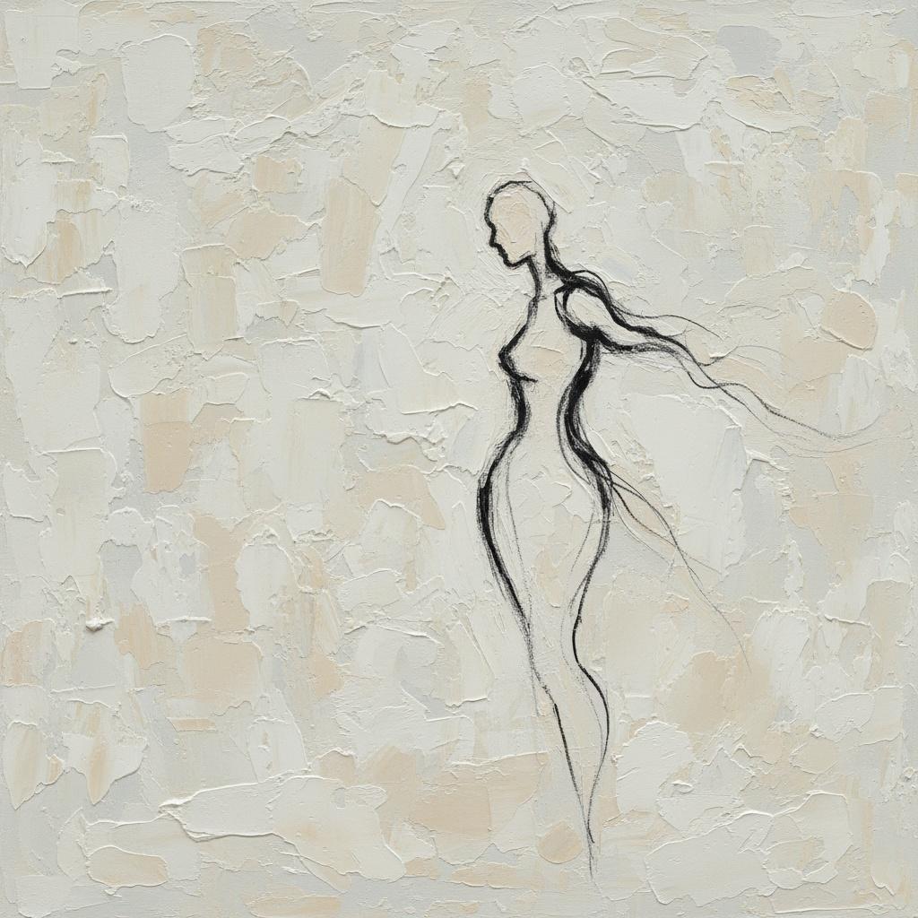 Ethereal Charcoal Silhouettes Etched Into A Sculptural Field Of Ivory Impasto — Laurent Vionnet