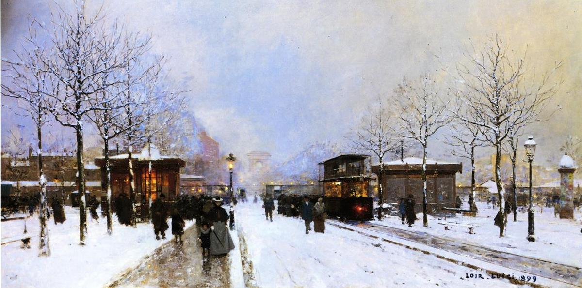 The Porte Maillot, Snow Effect, Sunset — Dit Luigi Loir Aloys François Joseph Loir