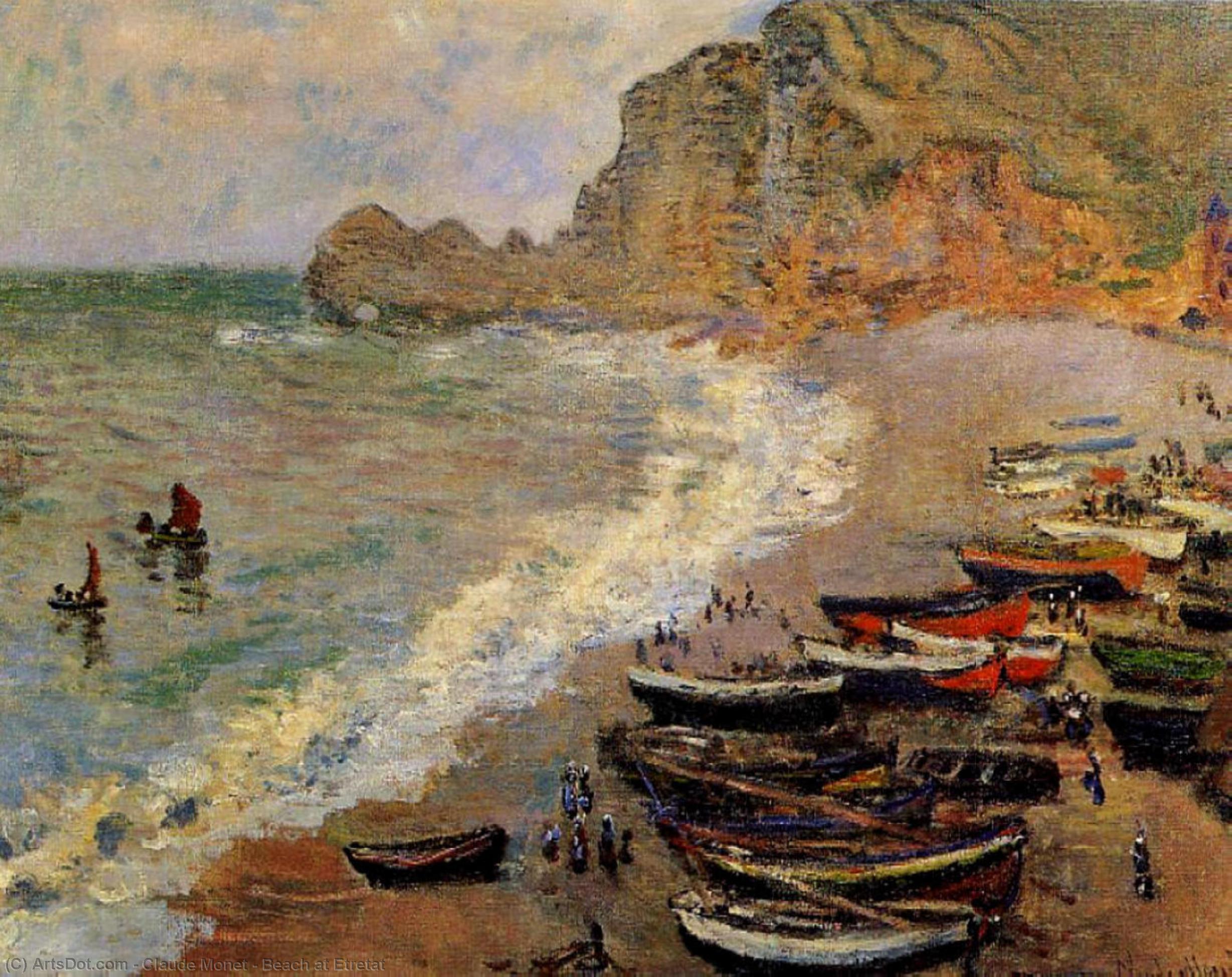 Beach At Etretat — Клод Моне