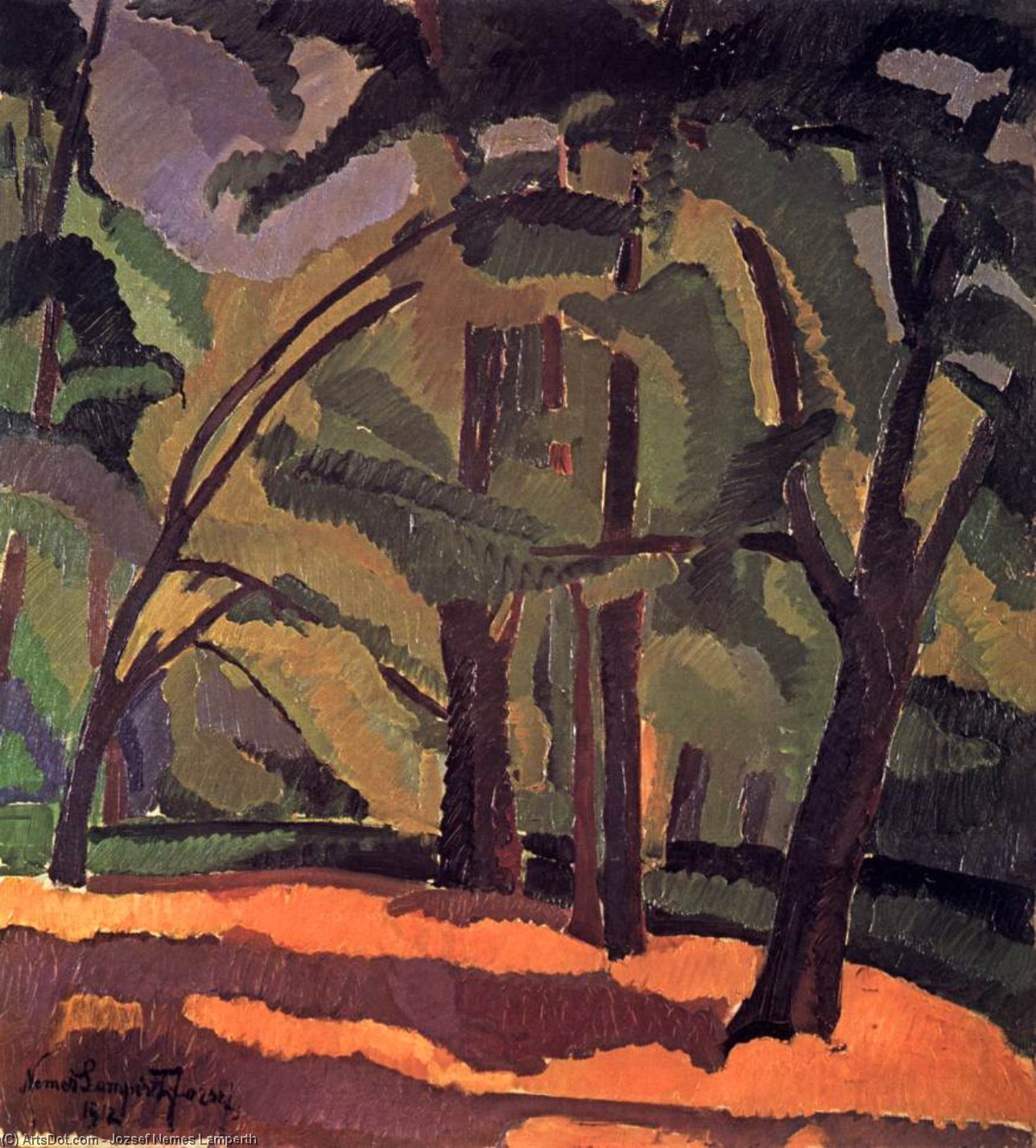 Detail Of The City Park With Trees — Jozsef Nemes Lamperth