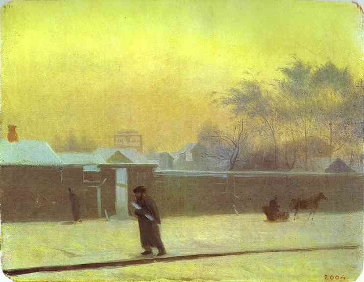 Wintry Street On Vasilievsky Island, St. Petersburg — Pavel Fedotov