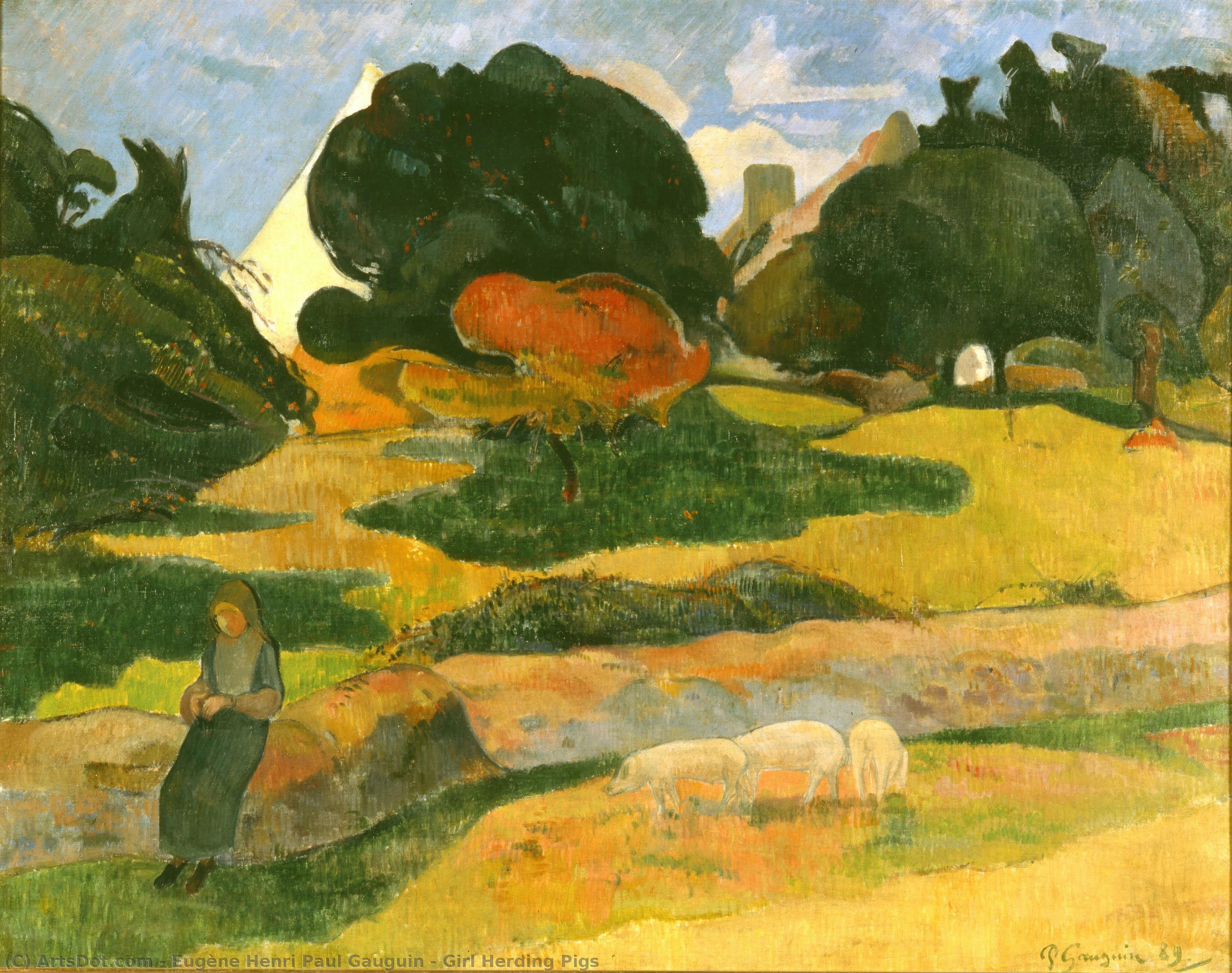 Mädchen Beim Schweinehüten — Eugène Henri Paul Gauguin