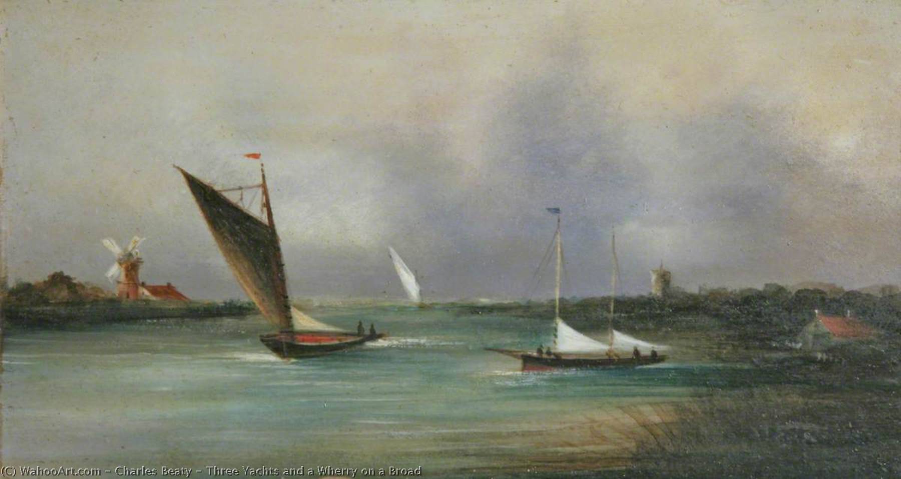 Three Yachts And A Wherry On A Broad — Charles Beaty
