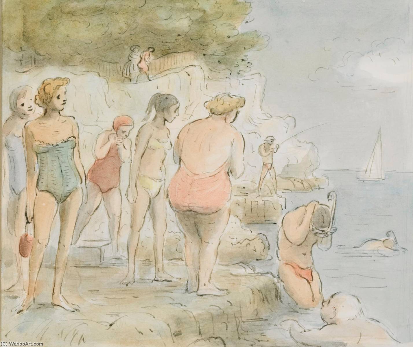 Bathers, Cape Ferrat, South Of France, No 11 — Edward Ardizzone