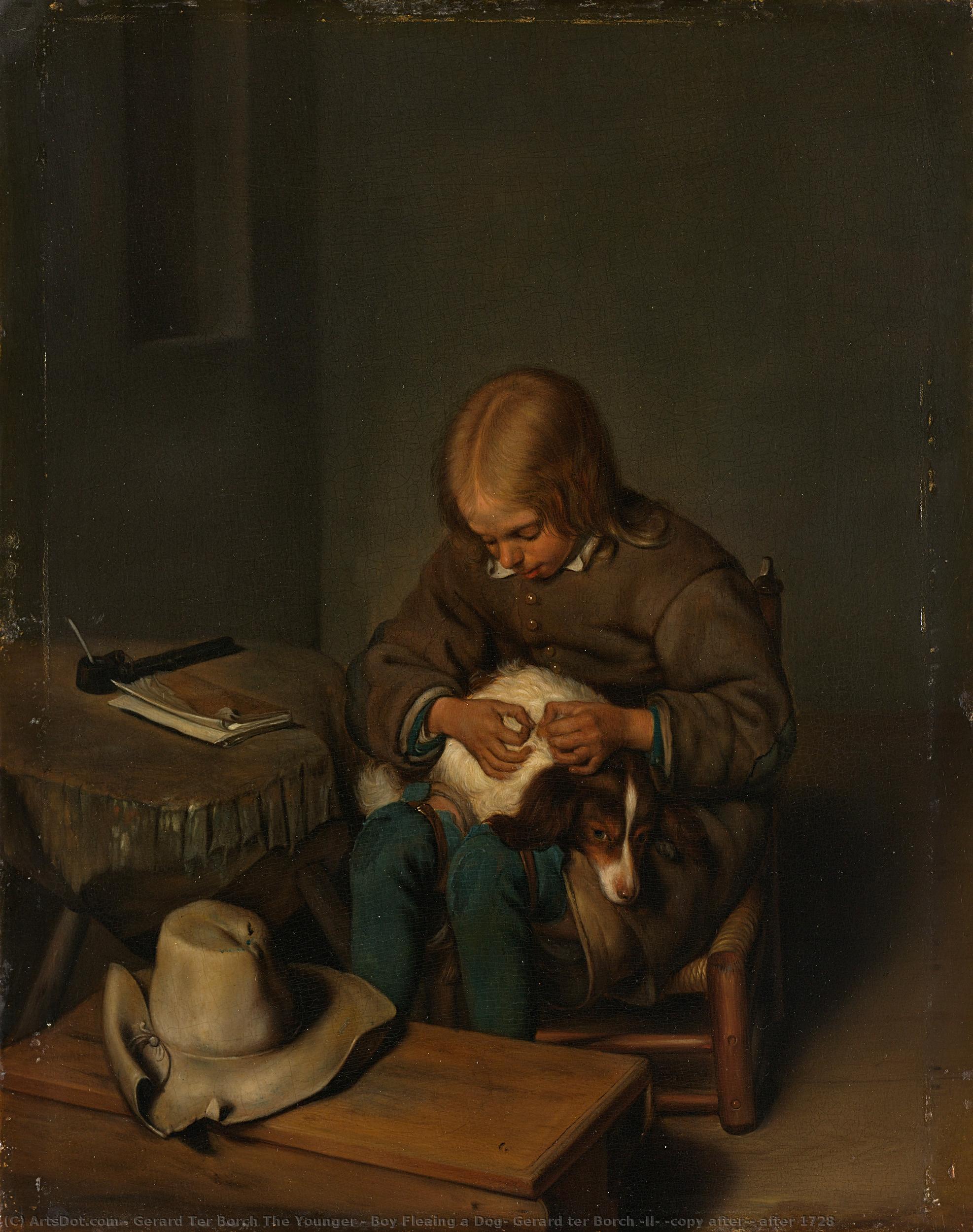 Boy Fleaing A Dog, Gerard Ter Borch (ii) (copy After), After 1728 — Gerard Ter Borch The Younger