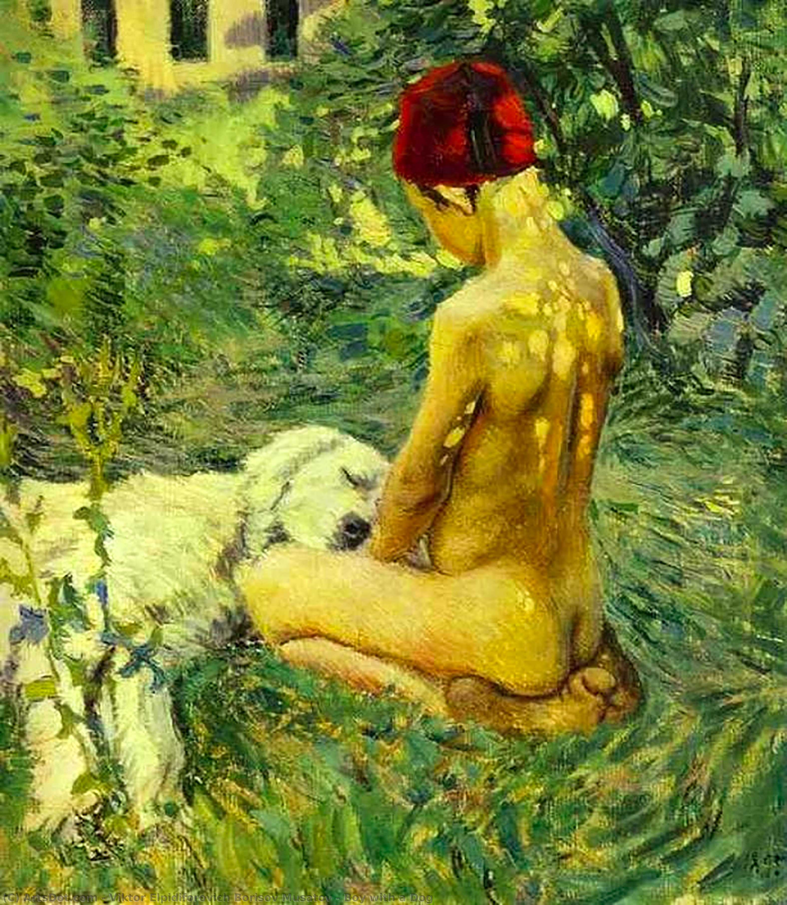 Boy With A Dog — Viktor Elpidiforovich Borisov Musatov