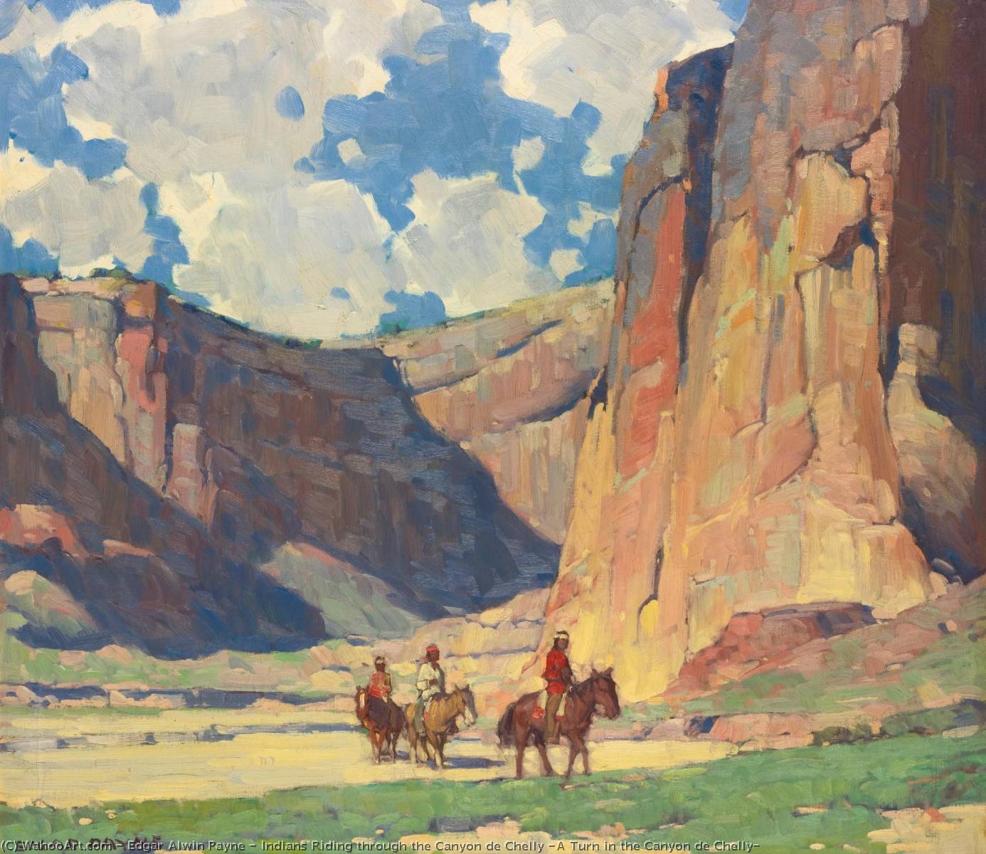 Indians Riding Through The Canyon De Chelly (a Turn In The Canyon De Chelly) — Edgar Alwyn Payne