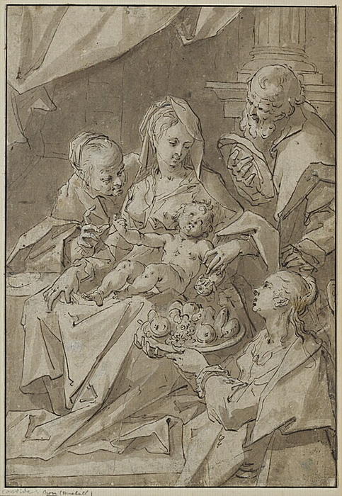 The Holy Family With Saint Dorothea Offering Fruit To The Christ Child — Hans Von Aachen