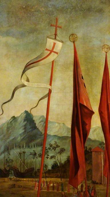 St Ursula's Banners, St Ursula Receiving The Pope's Benediction (detail) (after Vittore Carpaccio) — John Wharlton Bunney