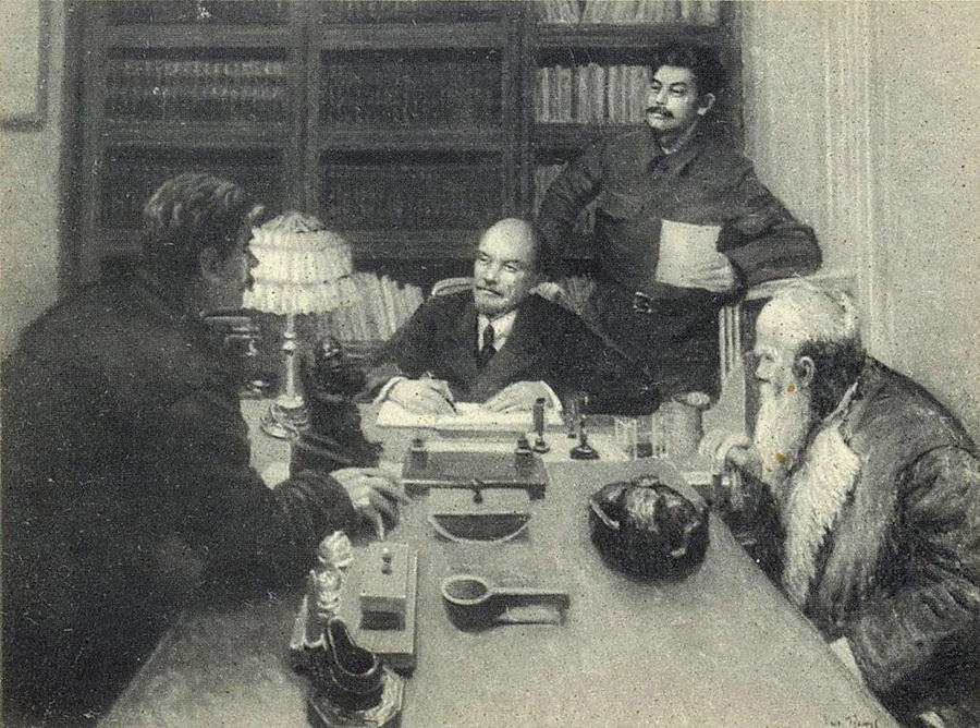Lenin And Stalin Talking To Peasants — Igor Emmanuilovich Grabar
