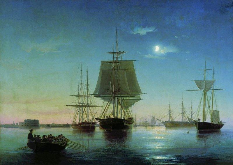 Kronstadt Harbour In The Evening — Alexei Petrowitsch Bogoljubow