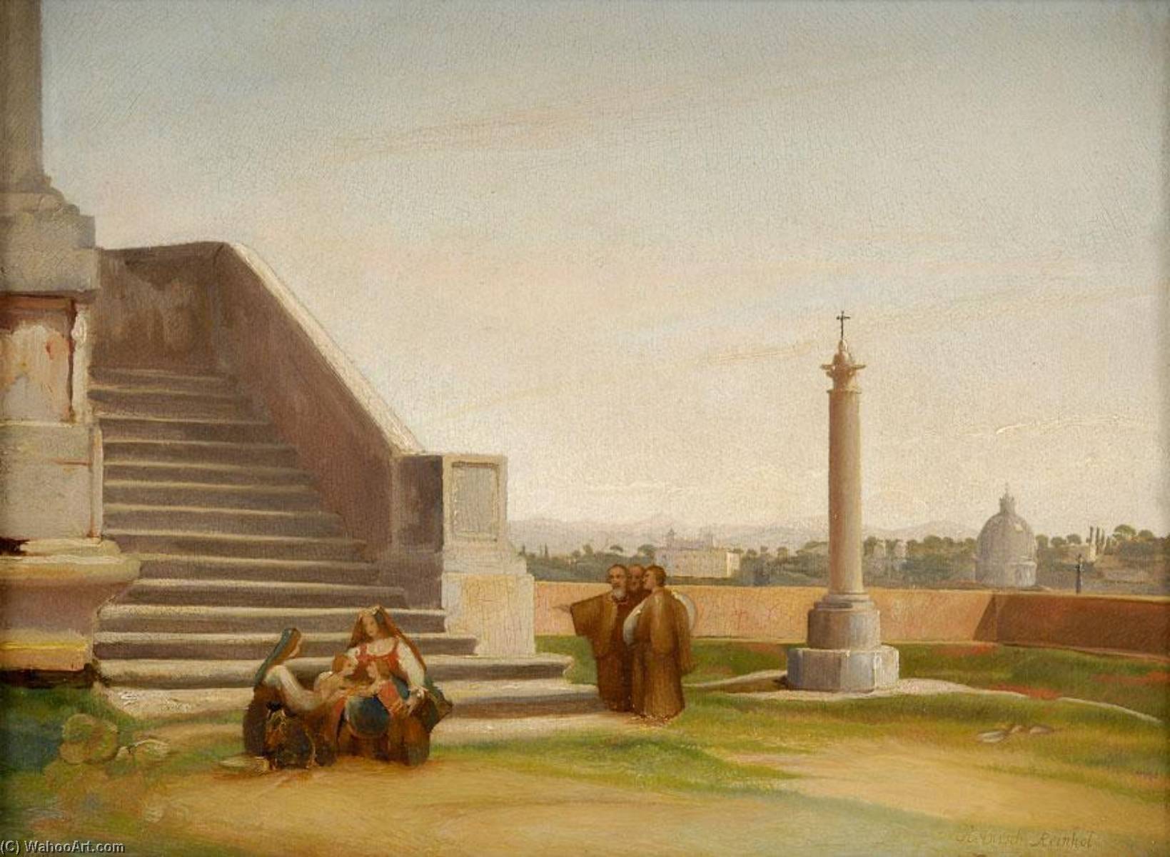 Family At The Foot Of A Staircase Of A Roman Palace — Heinrich Carl Reinhold