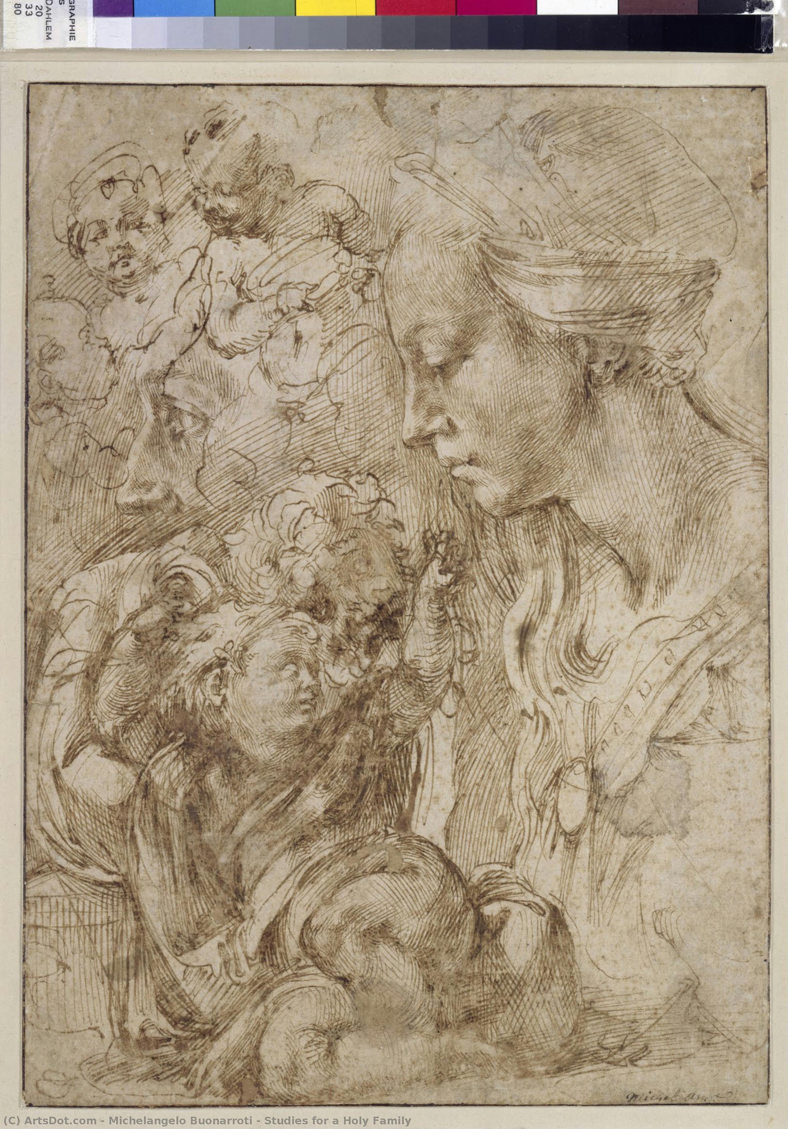 Studies For A Holy Family — Микеланджело Буонарроти