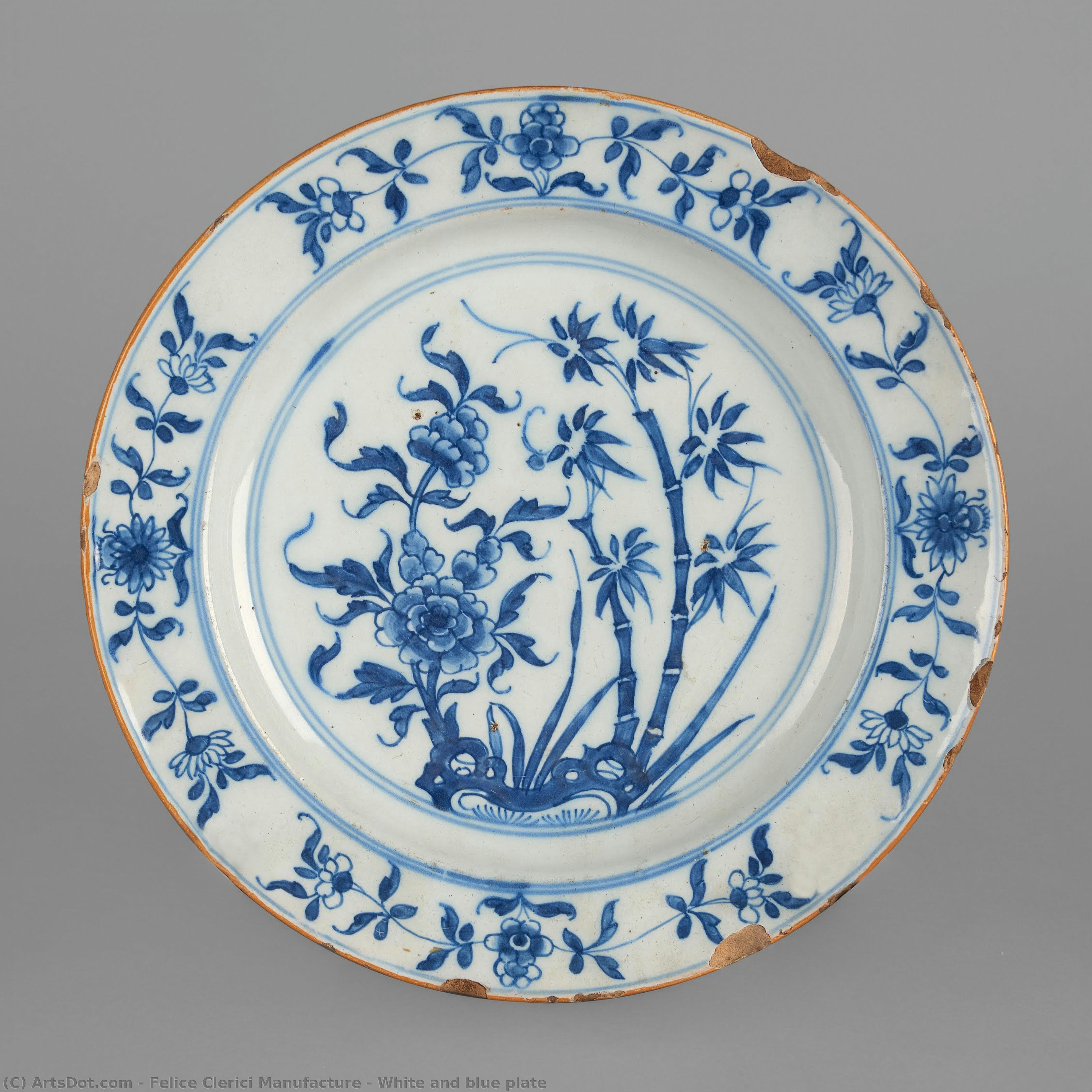 White And Blue Plate — Felice Clerici Manufacture